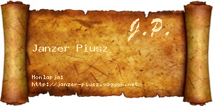 Janzer Piusz névjegykártya
